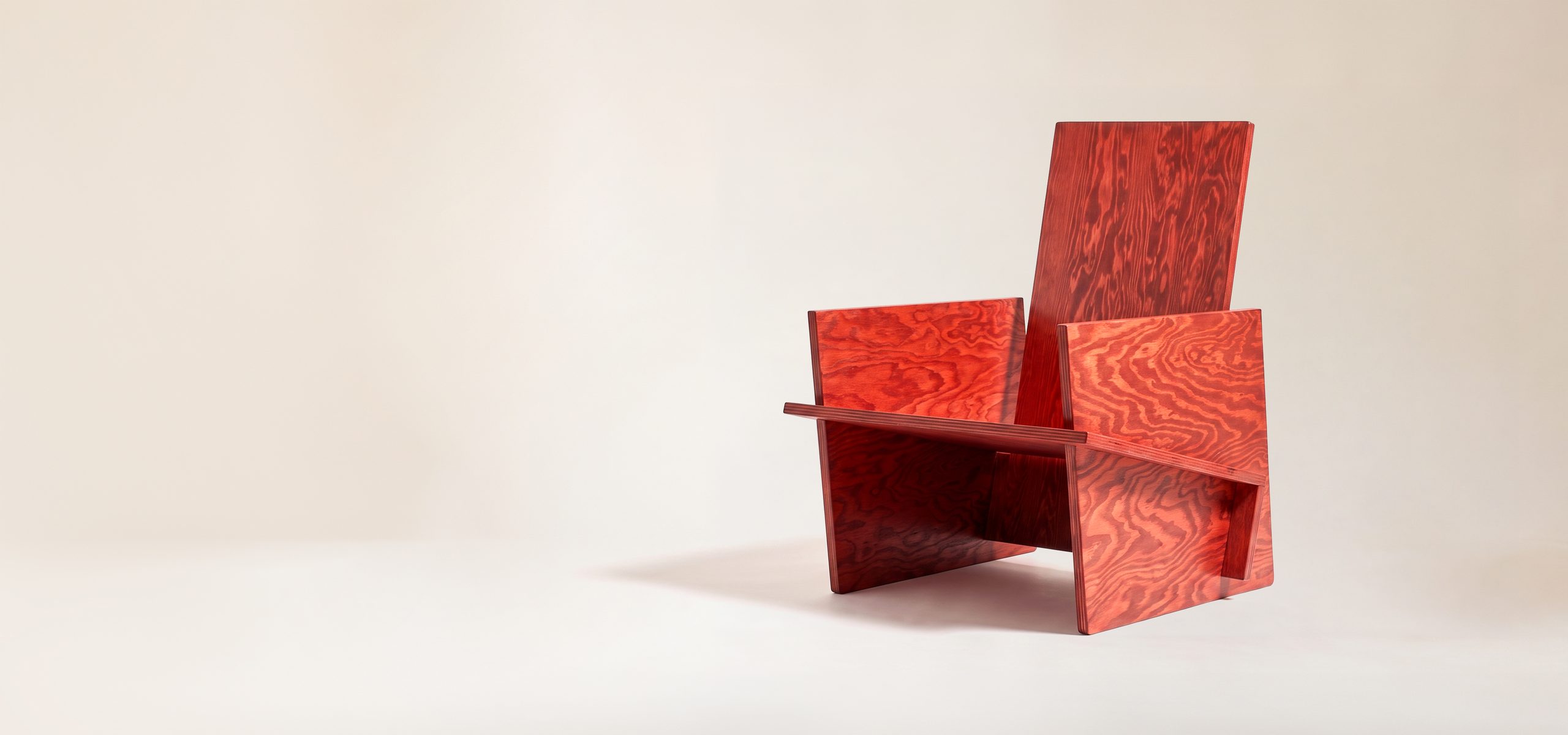 Lounge Chair 001 in red painted plywood